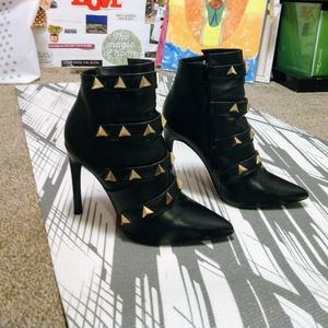 Black gold studded booties